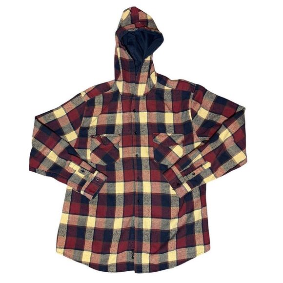 Molokai Surf Co. Shirt Mens Size 2XL Red Plaid Hooded Flannel Beach Hawaii - Picture 1 of 8